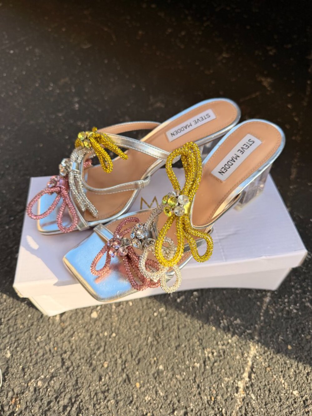 Steve Madden Colorful sparkly Summer Slip On Heels - Picture 3 of 4
